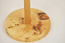 Load image into Gallery viewer, Unique and stunning European poplar mappa burl side table with mix of forest green & blue resin.