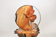 Load image into Gallery viewer, Stunning burl Scottish Elm wood hanging wall clock with metal rim 38cm Diameter, Clock could be rotate to any hanging position.