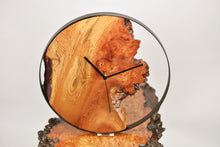 Load image into Gallery viewer, Stunning burl Scottish Elm wood hanging wall clock with metal rim 38cm Diameter, Clock could be rotate to any hanging position.