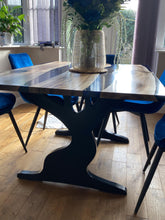 Load image into Gallery viewer, Epoxy resin live edge, Elm, Oak, Walnut, Poplar mappa, Maple, Olive wood, Custom Order table, Waney edge wood dinning and coffee table