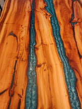 Load image into Gallery viewer, Epoxy resin live edge, Elm, Oak, Walnut, Poplar mappa, Maple, Olive wood, Custom Order table, Waney edge wood dinning and coffee table