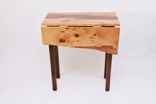 Load image into Gallery viewer, Inspirited solid oak folding small kitchen table inlaid with flame copper resin