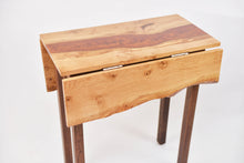 Load image into Gallery viewer, Inspirited solid oak folding small kitchen table inlaid with flame copper resin