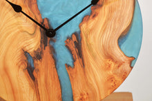 Load image into Gallery viewer, Large blue & green resin, Scottish Elm wall hanging clock, 50cm Diameter, clock could be rotate to any hanging position.