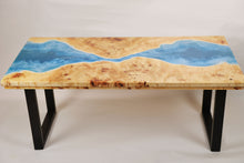 Load image into Gallery viewer, Stunning Poplar Burl timber with ocean effect resin coffee table.