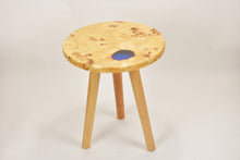 Load image into Gallery viewer, Creative side table, European Poplar mappa burl with dark blue transparent resin end table.