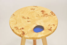 Load image into Gallery viewer, Creative side table, European Poplar mappa burl with dark blue transparent resin end table.