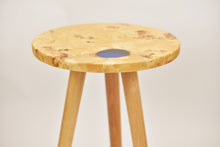 Load image into Gallery viewer, Creative side table, European Poplar mappa burl with dark blue transparent resin end table.
