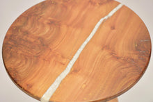 Load image into Gallery viewer, Hand made Scottish burl Elm side table with pearl white resin, End table.