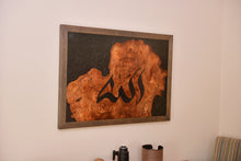 Load image into Gallery viewer, Large burl Scottish Elm engraving with black resin wall art decor.