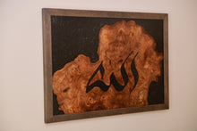 Load image into Gallery viewer, Large burl Scottish Elm engraving with black resin wall art decor.