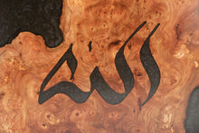 Load image into Gallery viewer, Large burl Scottish Elm engraving with black resin wall art decor.