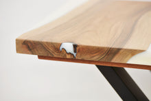 Load image into Gallery viewer, Walnut and white resin side table.