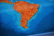 Load image into Gallery viewer, Creative large 3D world map multilayer of ocean blue colour epoxy resin coffee table.