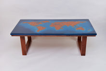 Load image into Gallery viewer, Creative large 3D world map multilayer of ocean blue colour epoxy resin coffee table.