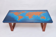 Load image into Gallery viewer, Creative large 3D world map multilayer of ocean blue colour epoxy resin coffee table.