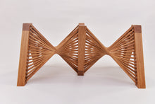 Load image into Gallery viewer, Burl Scottish Elm oval black transparent epoxy resin coffee table with creative DNA Oak wood legs.