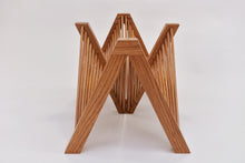 Load image into Gallery viewer, Burl Scottish Elm oval black transparent epoxy resin coffee table with creative DNA Oak wood legs.