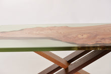 Load image into Gallery viewer, Mint resin with Scottish Elm wooden coffee table