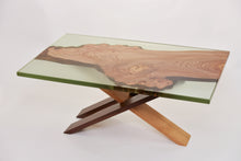Load image into Gallery viewer, Mint resin with Scottish Elm wooden coffee table