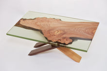 Load image into Gallery viewer, Mint resin with Scottish Elm wooden coffee table