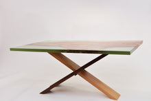 Load image into Gallery viewer, Mint resin with Scottish Elm wooden coffee table