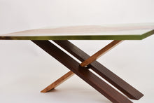 Load image into Gallery viewer, Mint resin with Scottish Elm wooden coffee table