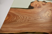 Load image into Gallery viewer, Mint resin with Scottish Elm wooden coffee table