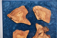 Load image into Gallery viewer, Olive wood wall Art Decor and light, handcrafted, wall hanging, Epoxy resin art.