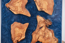Load image into Gallery viewer, Olive wood wall Art Decor and light, handcrafted, wall hanging, Epoxy resin art.