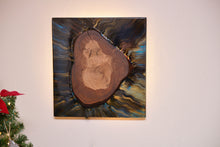 Load image into Gallery viewer, Creative holm oak wood slice wall Art Decor and light, handcrafted, wall hanging, Epoxy resin art.
