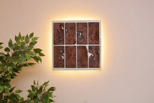Load image into Gallery viewer, Burl Scottish Elm wall Art Decor and light, handcrafted, wall hanging, resin art.
