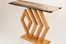 Load image into Gallery viewer, Handmade console table with English purl oak and resin top