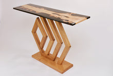 Load image into Gallery viewer, Handmade console table with English purl oak and resin top