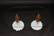 Load image into Gallery viewer, 3D Concept oval glass coffee table with amazing base.