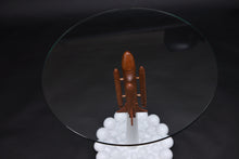 Load image into Gallery viewer, 3D Concept round glass side table with amazing base.