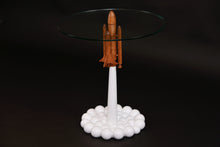 Load image into Gallery viewer, 3D Concept round glass side table with amazing base.