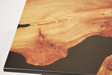 Load image into Gallery viewer, Black Resin Scottish Elm Wooden Coffee Table with creative oak wood base.