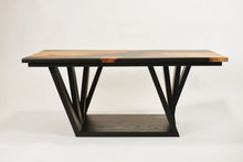 Load image into Gallery viewer, Black Resin Scottish Elm Wooden Coffee Table with creative oak wood base.