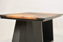 Load image into Gallery viewer, Black Resin Scottish Elm Wooden Coffee Table with creative oak wood base.