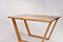 Load image into Gallery viewer, Live edge river resin coffee table with dark blue transparent epoxy resin