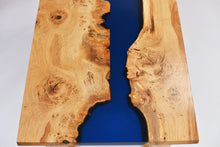 Load image into Gallery viewer, Live edge river resin coffee table with dark blue transparent epoxy resin