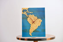 Load image into Gallery viewer, Ocean blue epoxy resin with wood balls, south american map wall clock