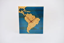 Load image into Gallery viewer, Ocean blue epoxy resin with wood balls, south american map wall clock