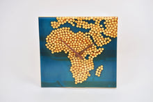 Load image into Gallery viewer, Ocean blue epoxy resin with wood balls, African map wall clock