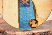 Load image into Gallery viewer, Ocean blue epoxy resin oak wood wall clock