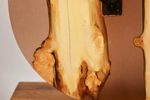 Load image into Gallery viewer, Large light black and brown transparent epoxy resin with pippy oak wall clock, 57cm Diameter.