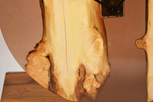 Load image into Gallery viewer, Large light black and brown transparent epoxy resin with pippy oak wall clock, 57cm Diameter.