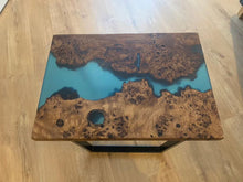 Load image into Gallery viewer, Epoxy resin live edge, Elm, Oak, Walnut, Poplar mappa, Maple, Olive wood, Custom Order table, Waney edge wood dinning and coffee table
