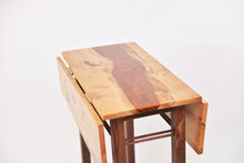 Load image into Gallery viewer, Inspirited solid oak folding small kitchen table inlaid with flame copper resin
